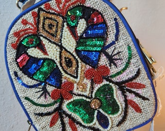 Crossbody Handbag Embordiered Sequence Small