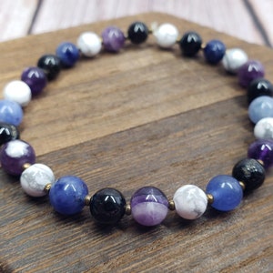 Restful Sleep Crystal Gemstone Bracelet, Healing Crystal Jewelry, Handmade Jewelry, Crystal Beads, Manifesting Bracelet