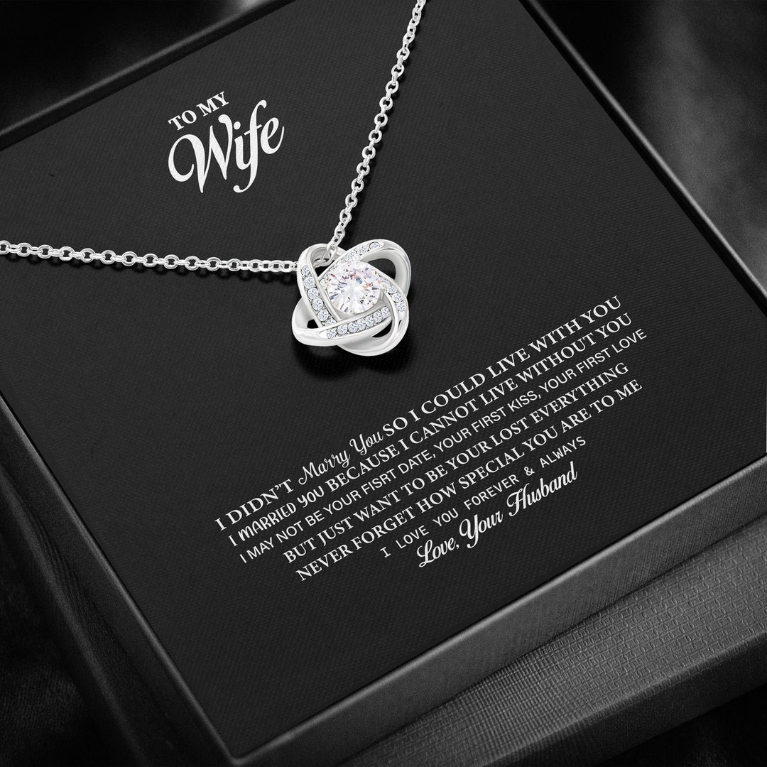 To My Wife Necklace Love Knot Necklace to My Wonderful Wife Etsy