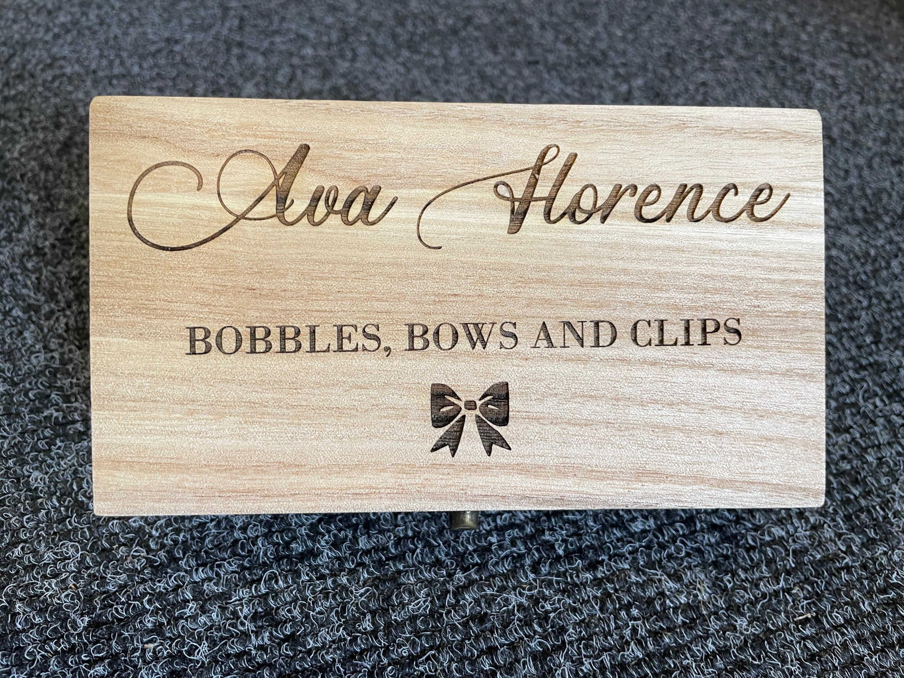 Hair Accessories Box Personalised Wooden Box Hair Bobbles, Bows & Clips