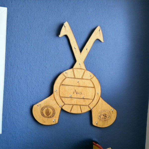 Personalised GAA Football & Hurling medal holder rack with club or county crest engraved- medal display Irish GAA - Gaelic games - GAA gift