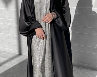 Abaya mit Gürtel, Seide, verschiedene Farben, Party, Hochzeit, Event