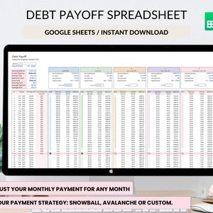 Debt Snowball Spreadsheet, Debt Payoff Tracker, Debt Snowball Calculator, Debt Payoff Template ,Debt avalanche Google Sheets debt Tracker