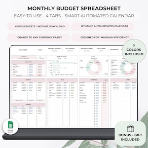 Budget Spreadsheet Monthly Budget for Google Sheets Finance Planner Bill Calendar Ultimate Monthly Planner Easy Budgeting Expense Tracker