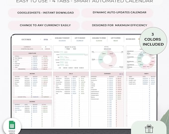 Budget Spreadsheet Monthly Budget for Google Sheets Finance Planner Bill Calendar Ultimate Monthly Planner Easy Budgeting Expense Tracker