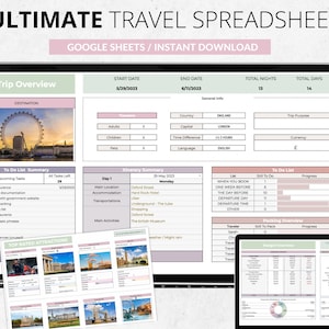 Ultimate Travel Spreadsheet Digital Travel Planner Travel Budget Google Sheets Vacation planner Editable Template Holiday Planner