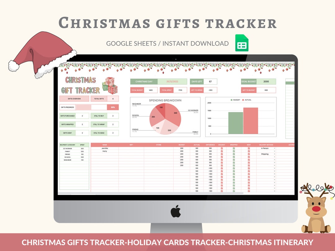 Christmas Gifts Tracker Google Sheets Holiday Gift Planner Spreadsheet Christmas Gifts Tracker Google Sheets Holiday Gift Planner Spreadsheet
