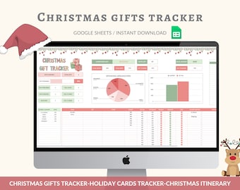 Christmas gifts tracker google sheets holiday gift planner spreadsheet Christmas budget template Christmas cards tracker Christmas itinerary