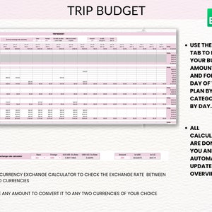 Travel Planner Spreadsheet: Editable Trip Organizer (Google Sheet) (Digital Download) image 4