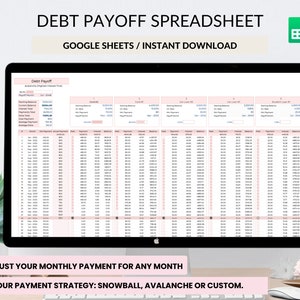 Debt Snowball Spreadsheet, Debt Payoff Tracker, Debt Snowball Calculator, Debt Payoff Template ,Debt avalanche Google Sheets debt Tracker