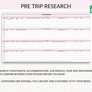 Travel Planner Spreadsheet: Editable Trip Organizer (Google Sheet) (Digital Download) image 3
