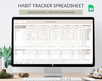 Editable Habit Tracker Spreadsheet: Daily, Weekly, Monthly (Digital Download)