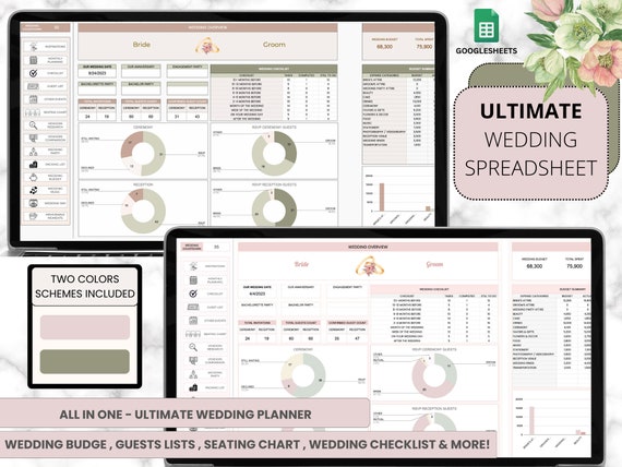 Digital Wedding Planner Spreadsheet: Budget, Checklist, Guest List (Google Sheets Template)