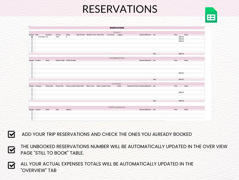 Travel Planner Spreadsheet: Editable Trip Organizer (Google Sheet) (Digital Download) image 5