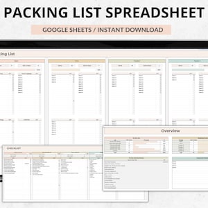 Packing List Template Travel Planner Spreadsheet Editable Packing List Trip Planner Google Sheets Vacation Packing List Holiday Checklist