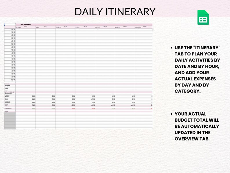 Travel Planner Spreadsheet: Editable Trip Organizer (Google Sheet) (Digital Download) image 6