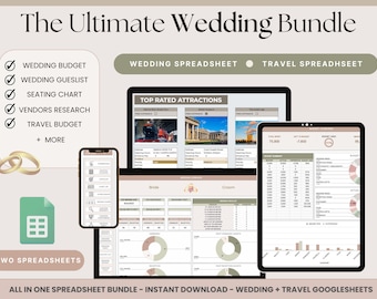Wedding Planner Spreadsheet: Budget, Checklist, Guest List (Digital Download)