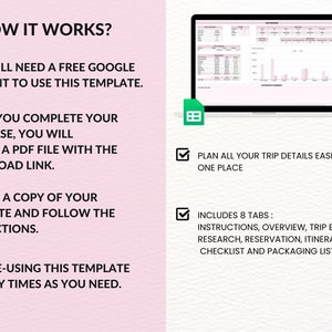 Travel Planner Spreadsheet: Editable Trip Organizer (Google Sheet) (Digital Download) image 10