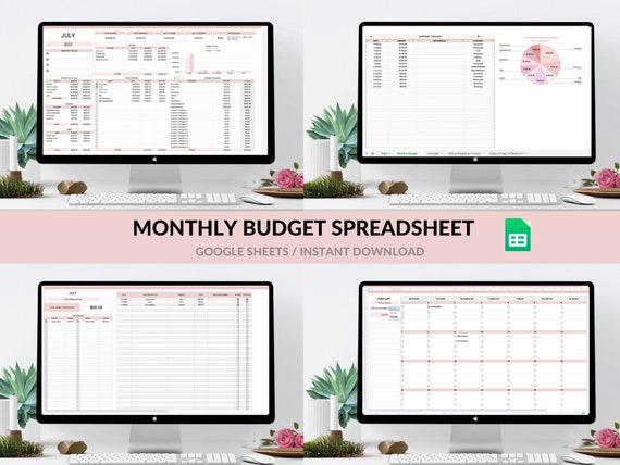 Monthly Budget Spreadsheet Budget Template Financial Planner - Etsy