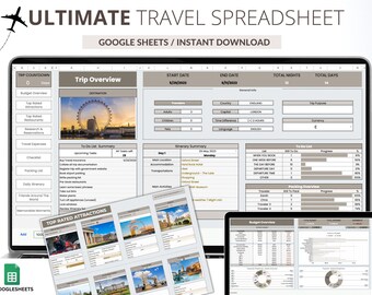 Ultimate Travel Planner: Google Sheets Travel Budget (Digital Download)