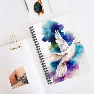 Cahier à spirale aquarelle colombe - parfait pour la tenue d'un journal, la rentrée des classes, des cadeaux, la prise de notes inspirante