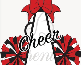 Cheer Design PNG, Cheer Megaphone und Pom Poms mit Schleife PNG, Cheer Sublimation PNG, Cheerleading Design