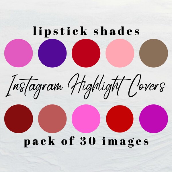 Lipstick Shades Instagram Story Highlight Covers, Pack of 30 Makeup Artist Instagram Story Icons, Pink and Purple IG Covers Digital Download