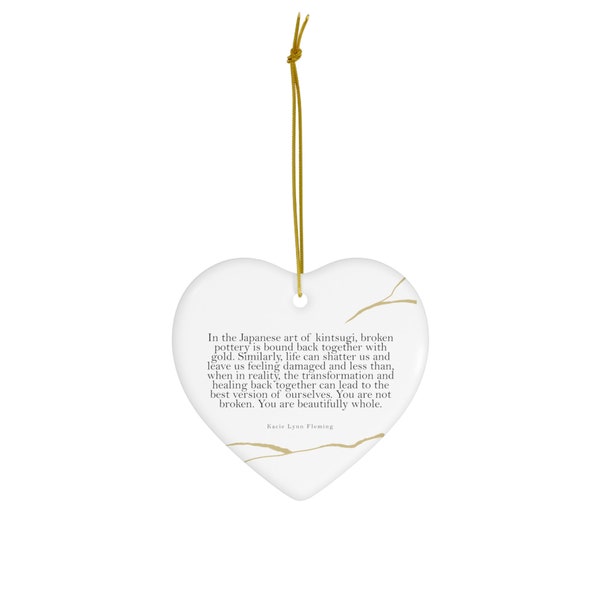 Kintsugi Heart Christmas Ornament, Modern Ornament, You are Not Broken, Broken Heart Ornament, Inspirational Gift, Minimalist Ornament