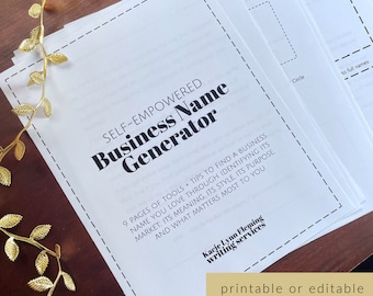 Business Name Idea Generator, DIY Business Naming Worksheet, Etsy Shop Name Guide Chart, Small Business Name Brainstorming Brand Development