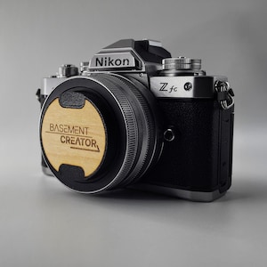 Customizable Lens Cap Cover/Protector With Wood Inlay Gift for Creators and Photographers
