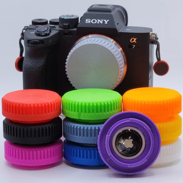 Body Cap With Hidden AirTag Compartment for Sony E-Mount Cameras