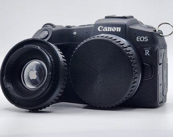 Tapa con cierre y compartimento oculto para AirTag para cámaras Canon con montura RF