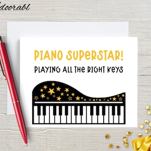 Handmade Greeting Card for Musicians, Music Lover&#39;s Birthday Card, Greeting Card for Pianists, Unique card with Piano Opening,