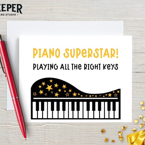 Handmade Greeting Card for Musicians, Music Lover's Birthday Card, Greeting Card for Pianists, Unique card with Piano Opening,