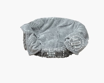 Oval Dog Bed Plush Fur Medium with Custom Embroidery Text or Graphic