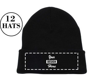 Beanie 12 hats Custom Embroidery with Graphic Digitizing or Text