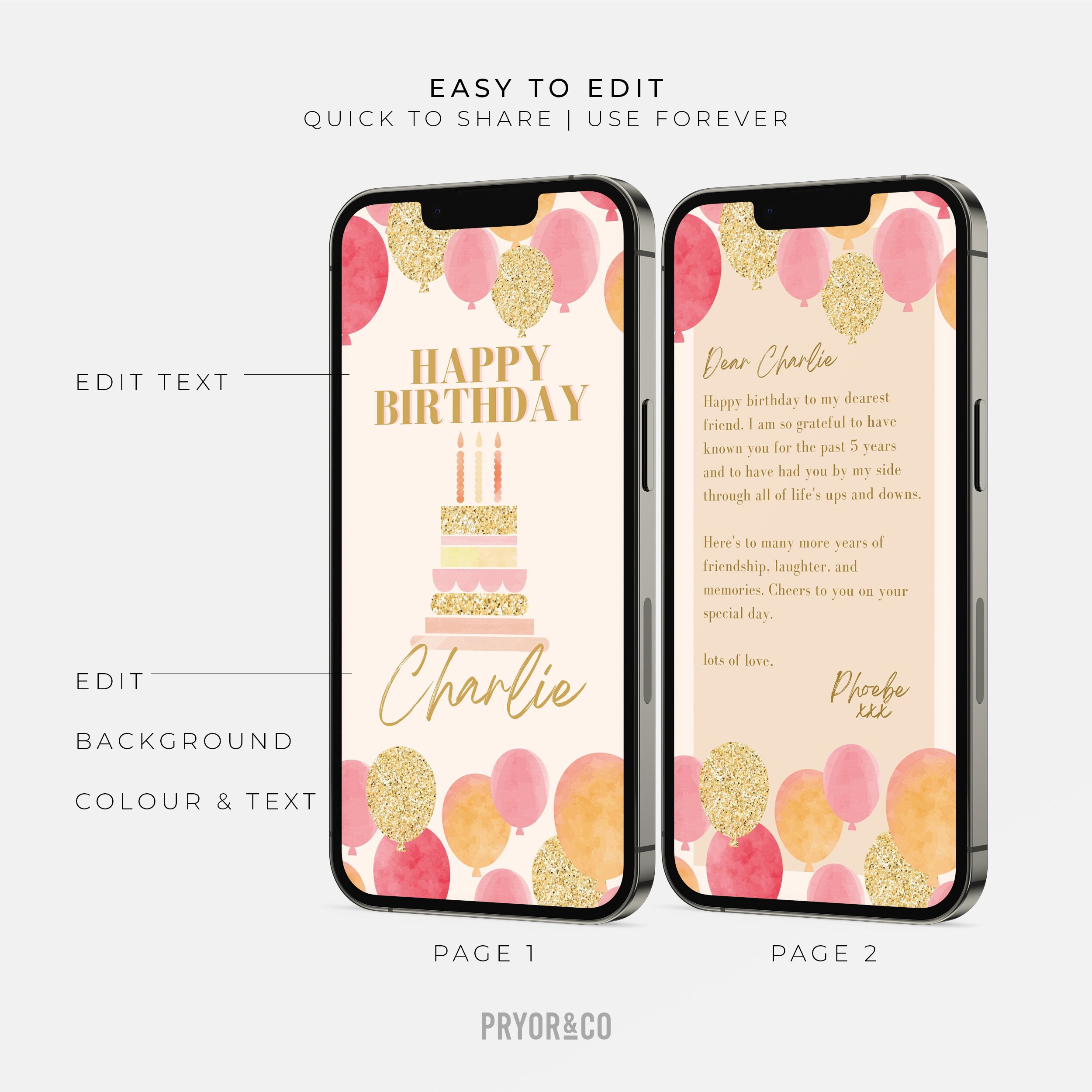 Animated Birthday Card Template for Mobile Phone. Contemporary - Etsy