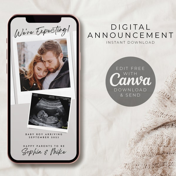 We're Expecting Digital Pregnancy Announcement, Mobile Baby On The Way Mobile Announcement, Ultrasound Ecard, Evite