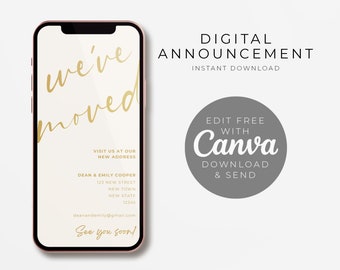 We&#39;ve Moved, Moving Announcement Digital Mobile Template, New Address Announcement Editable Download, New Home Text Card