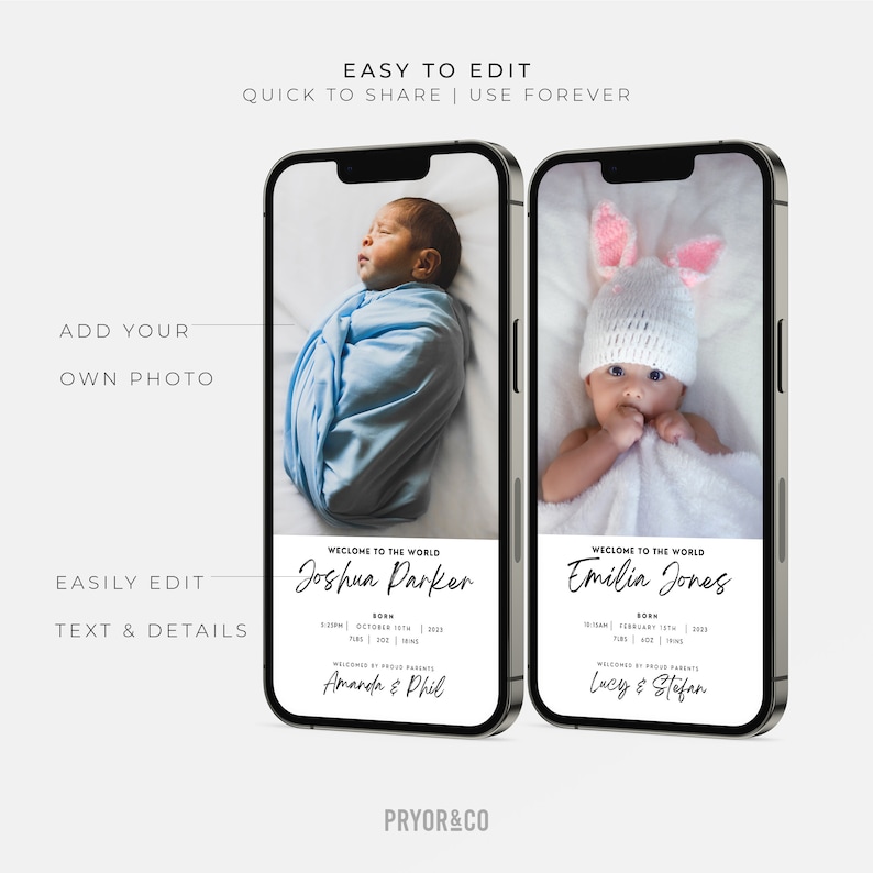 Baby Announcement Template New Born Baby Announcement Etsy