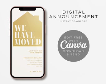We Have Moved, Moving Announcement Digital Mobile Template, New Address Announcement Editable Download, New Home Text Card
