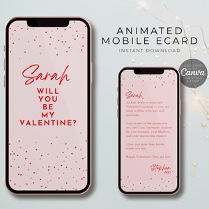 Modèle de carte animée Saint Valentin pour téléphone portable. Conception contemporaine de la Saint-Valentin. Toile modifiable. Vidéo de la carte électronique de salutation