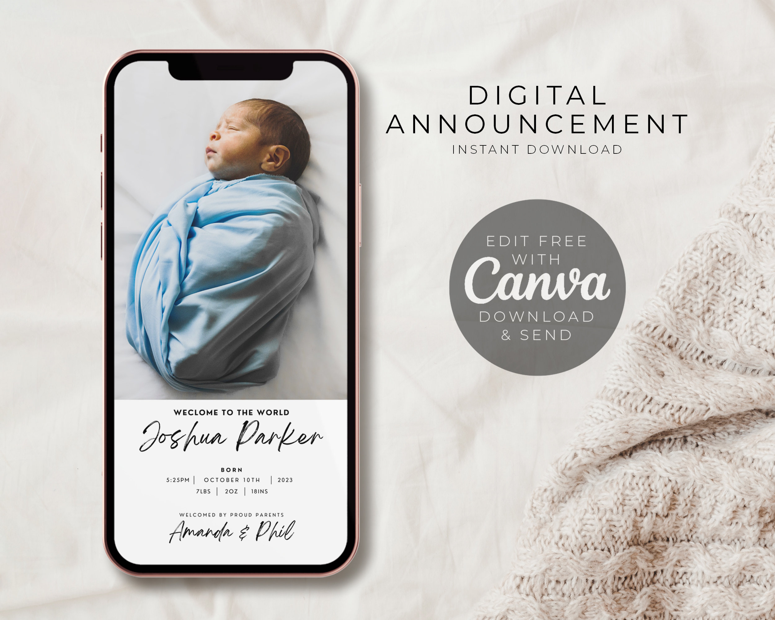 Baby Announcement Template New Born Baby Announcement Etsy Baby Announcement Template New Born Baby Announcement Etsy