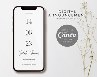 Save The Date, Mobile Announcement Template, Save The Date Evite, Digital Invite, Ecard, mobile  Invitation, Smartphone Invite