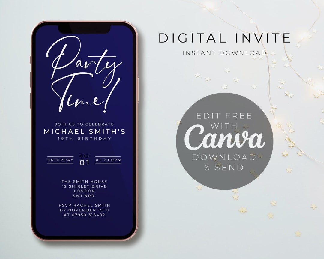 Text Message Invite Party Time E-invite: Editable Text Message Invitation (digital Download ...