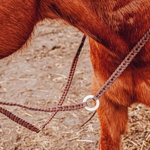 Skręcone żelazo - metalowe wodze dzielone z różowo-złotym pierścieniem - ciężkie wodze dzielone i wodze do lin