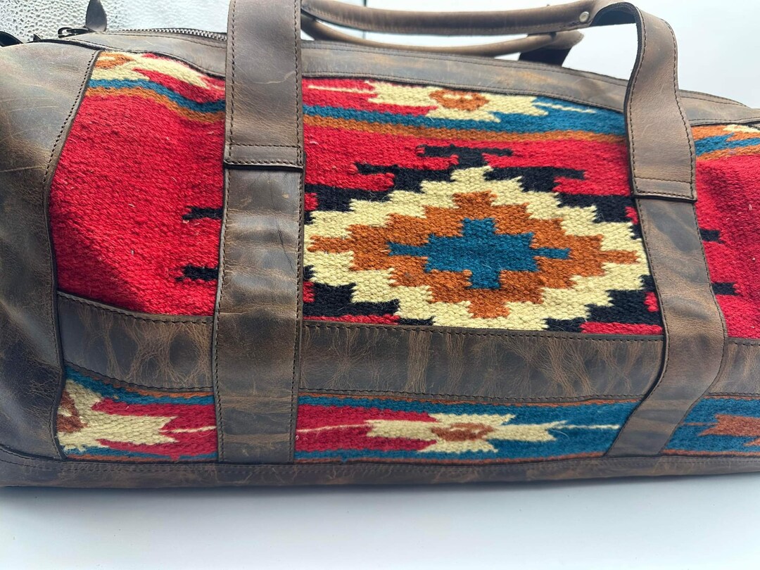 Leather Saddle Blanket Duffel Bag Sedona Weekend Travel Bag Etsy