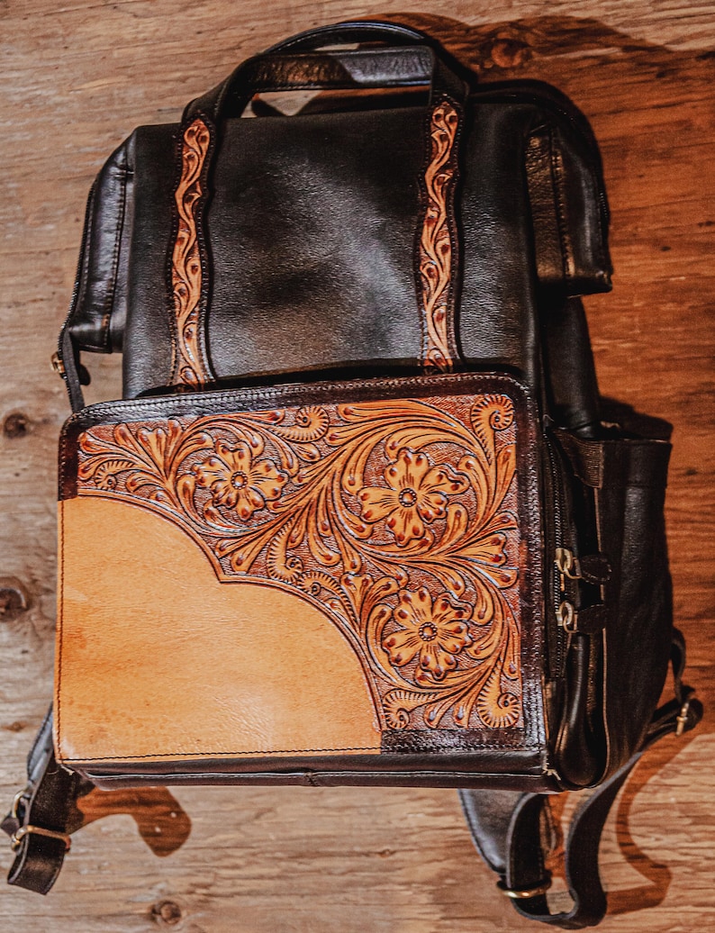 leather diaper backpack diaper bag western backpack handmade ranch hand (1)