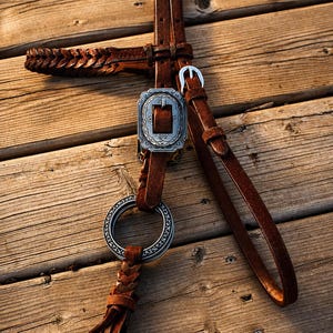 Twisted Iron- Gunmetal Antique Ring Browband Headstall - Western Headstall - Western Bridle- Leather Horse Tack - Ranch Hand Premium Leather