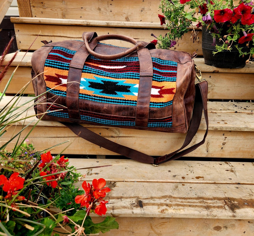 Leather Saddle Blanket Duffel Bag the Aquarius Western Bag, Duffle Bag